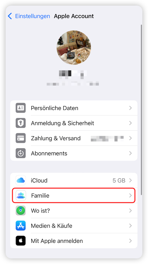 Auf iPhone Familienfreigabe aktivieren