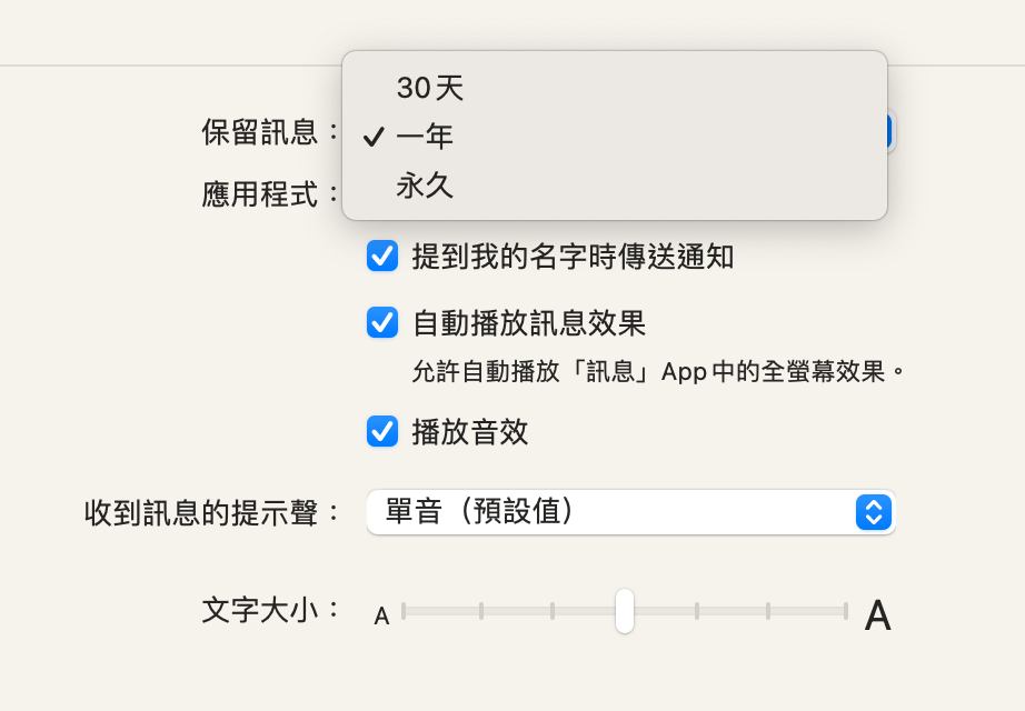 Mac 上自動刪除訊息