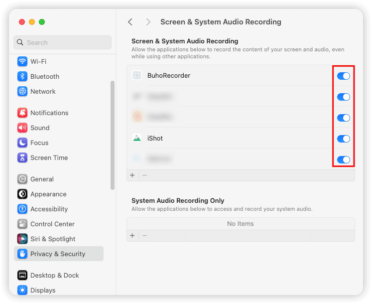 Check Apps with Screen Recording Permission