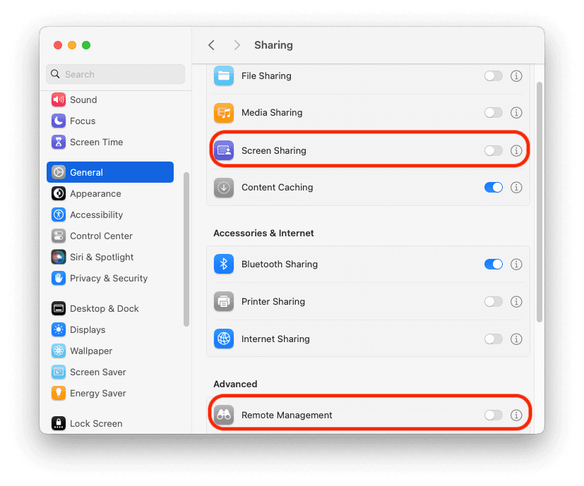 Check Sharing Settings