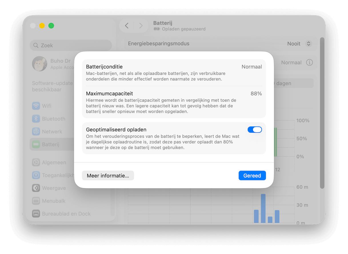 controleer de geoptimaliseerde batterijlaadstatus