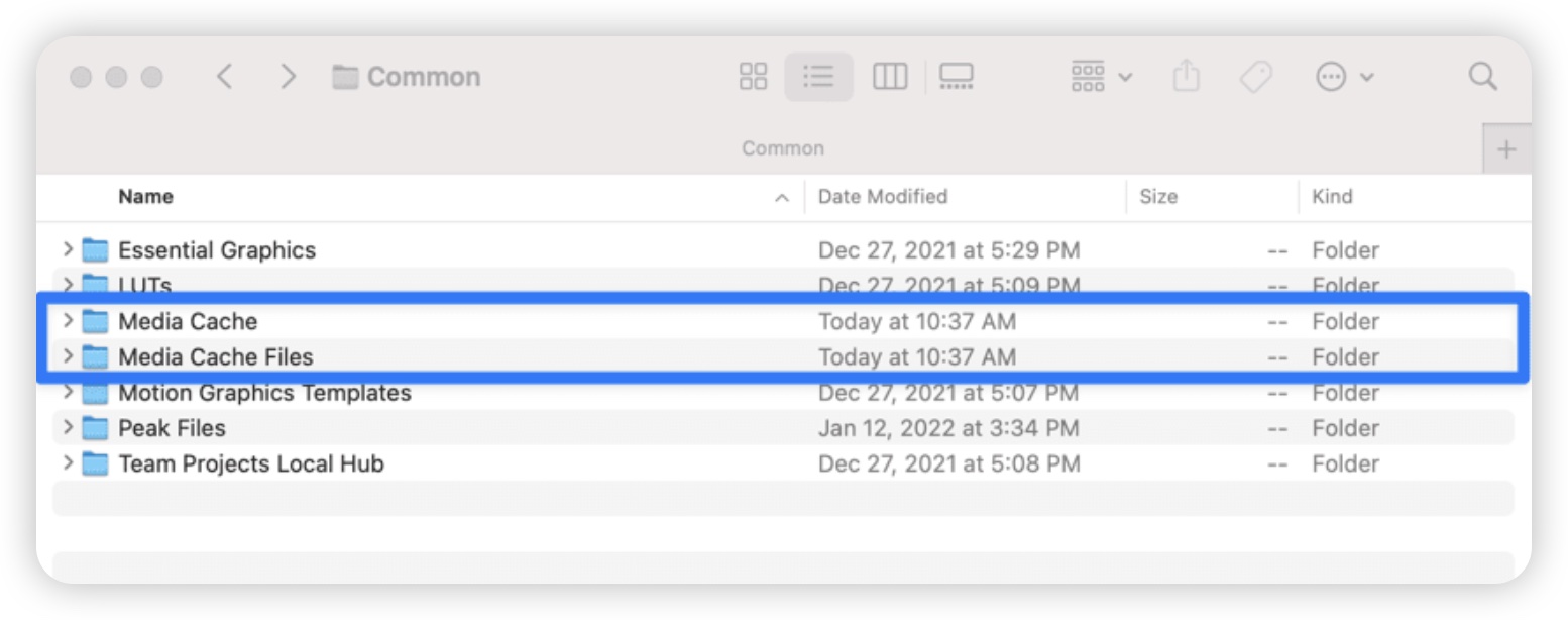 Clear Adode Media Caches on Mac