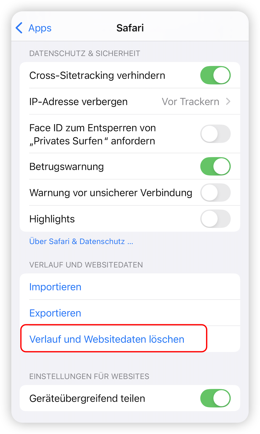Safari-Cache löschen
