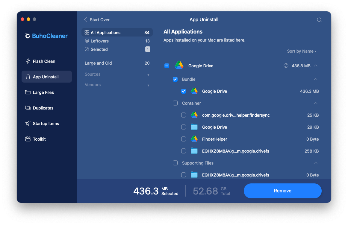 Completely Uninstall Google Drive with BuhoCleaner