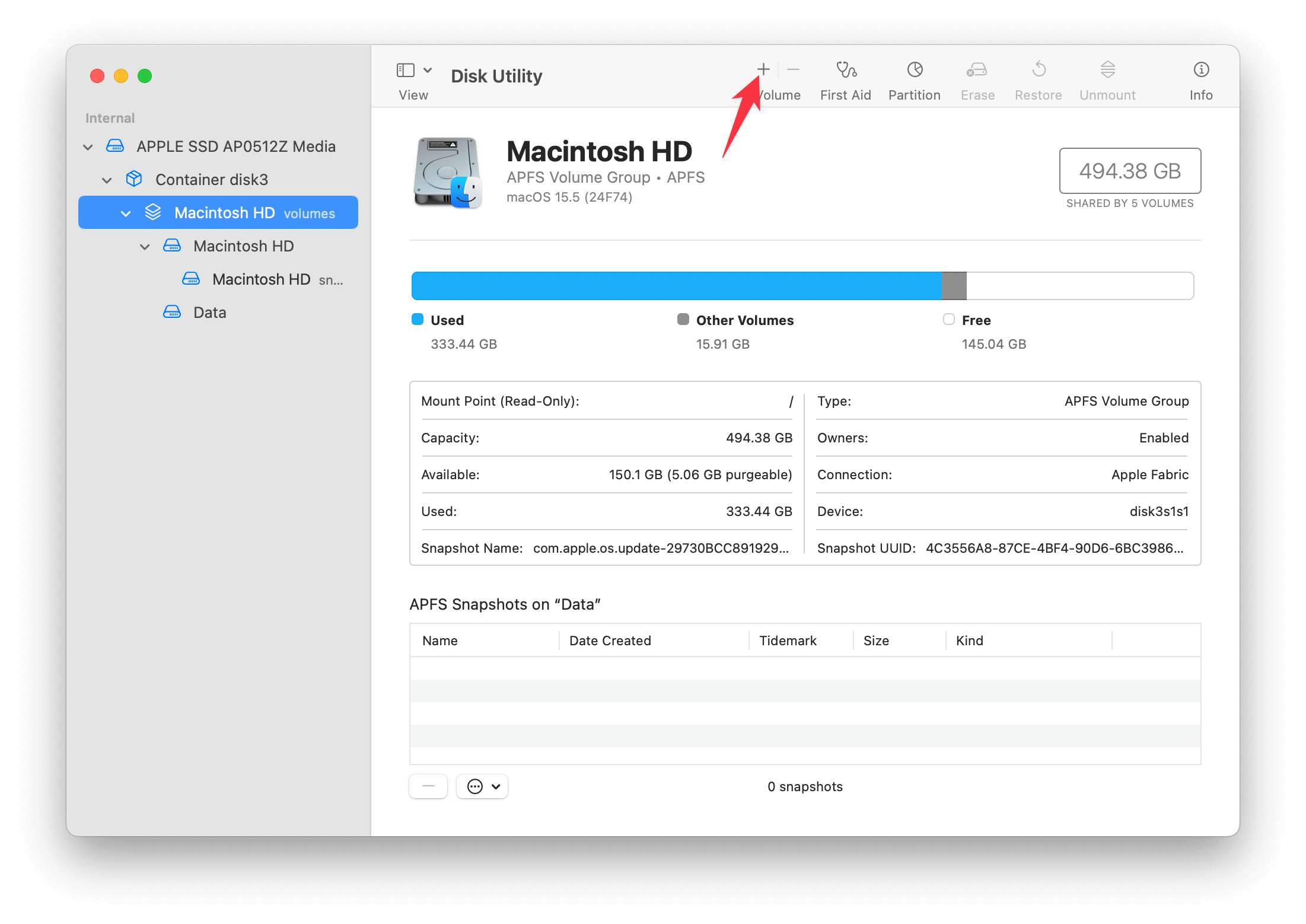 Create a New Volume with Disk Utility