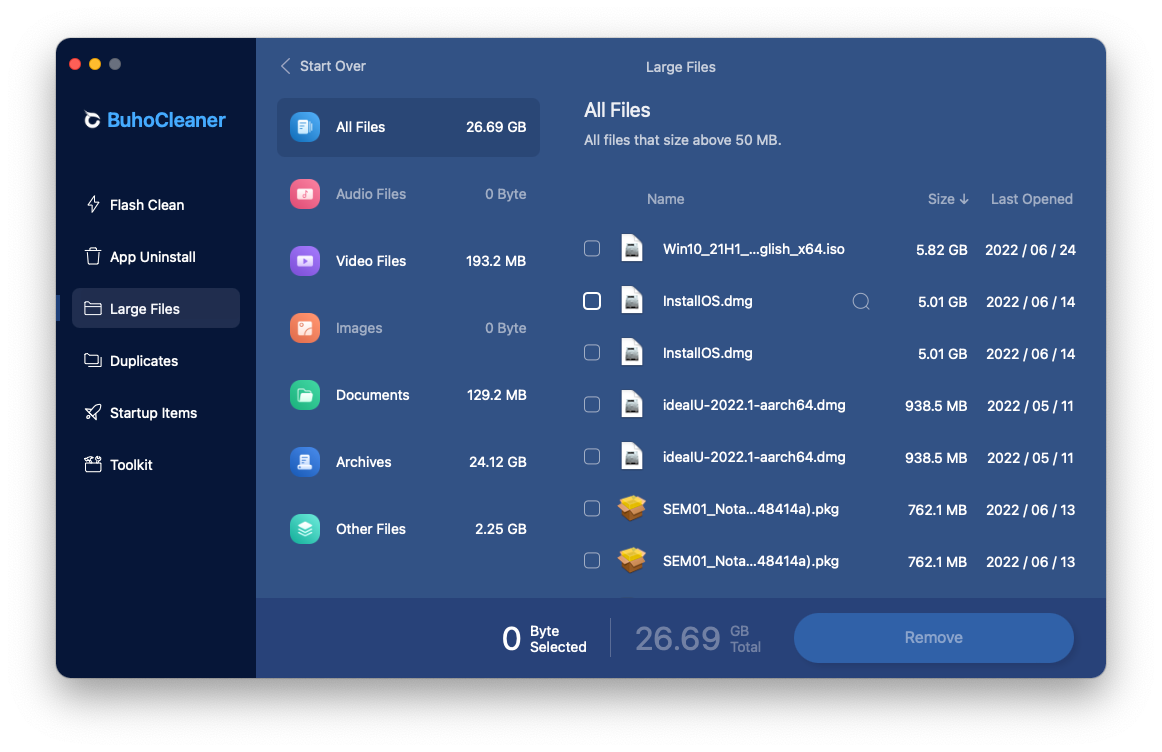 Delete Large Files on Mac with BuhoCleaner