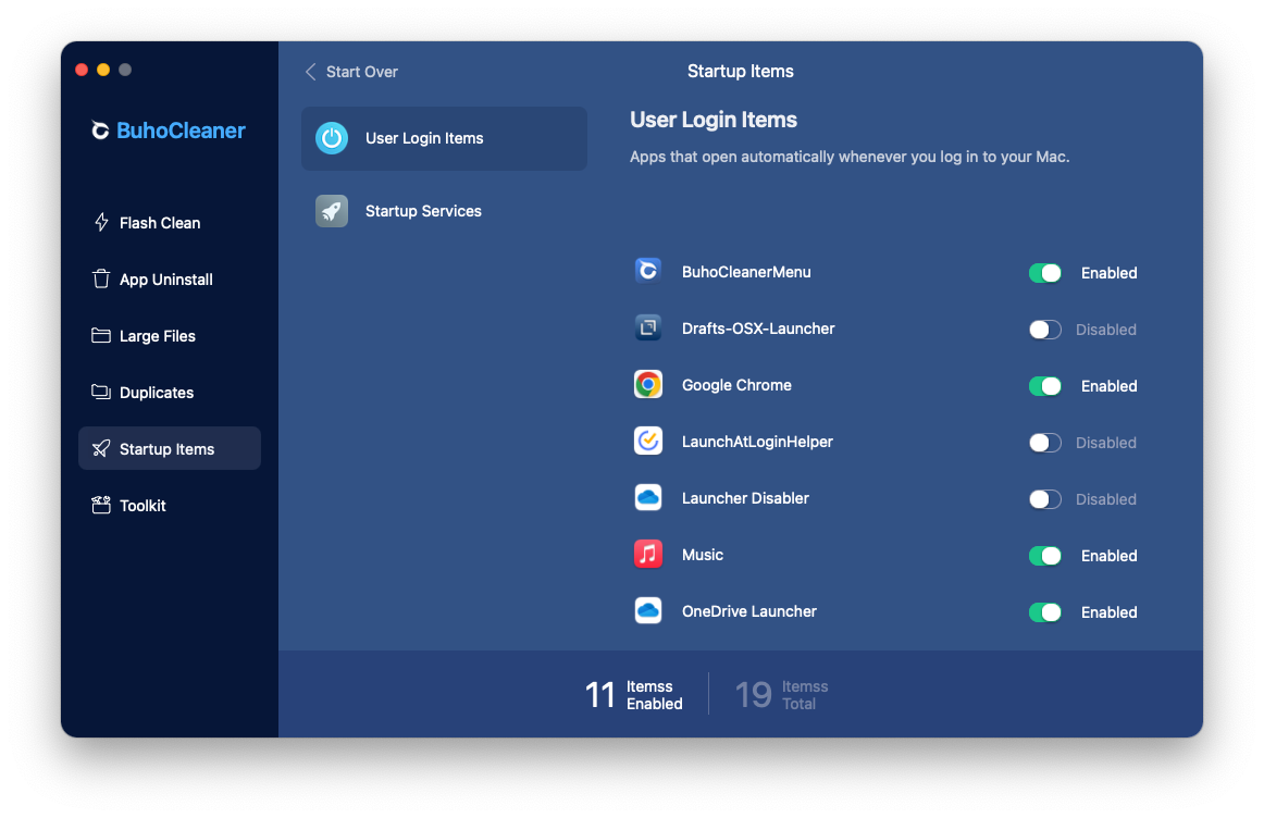 Disable Login Items Using BuhoCleaner