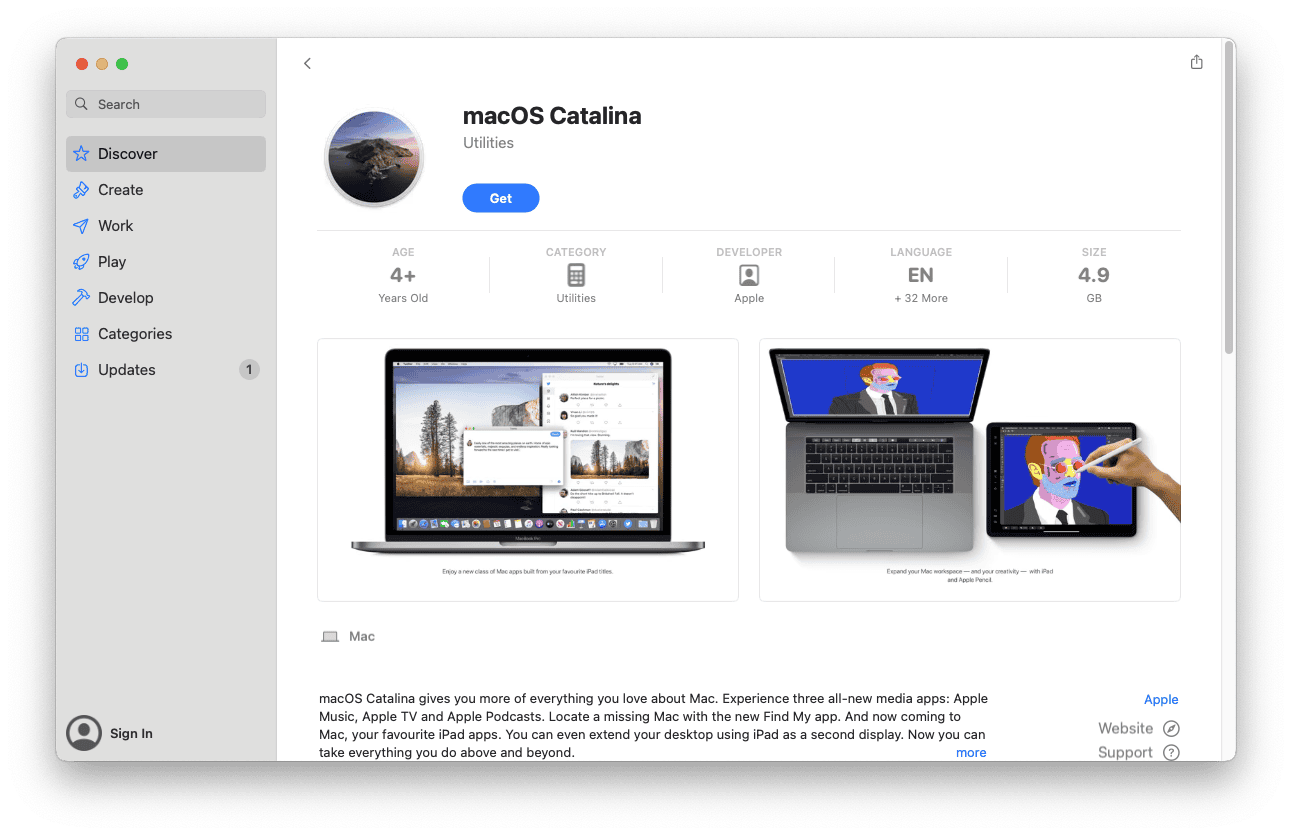 Download macOS Catalina met App Store