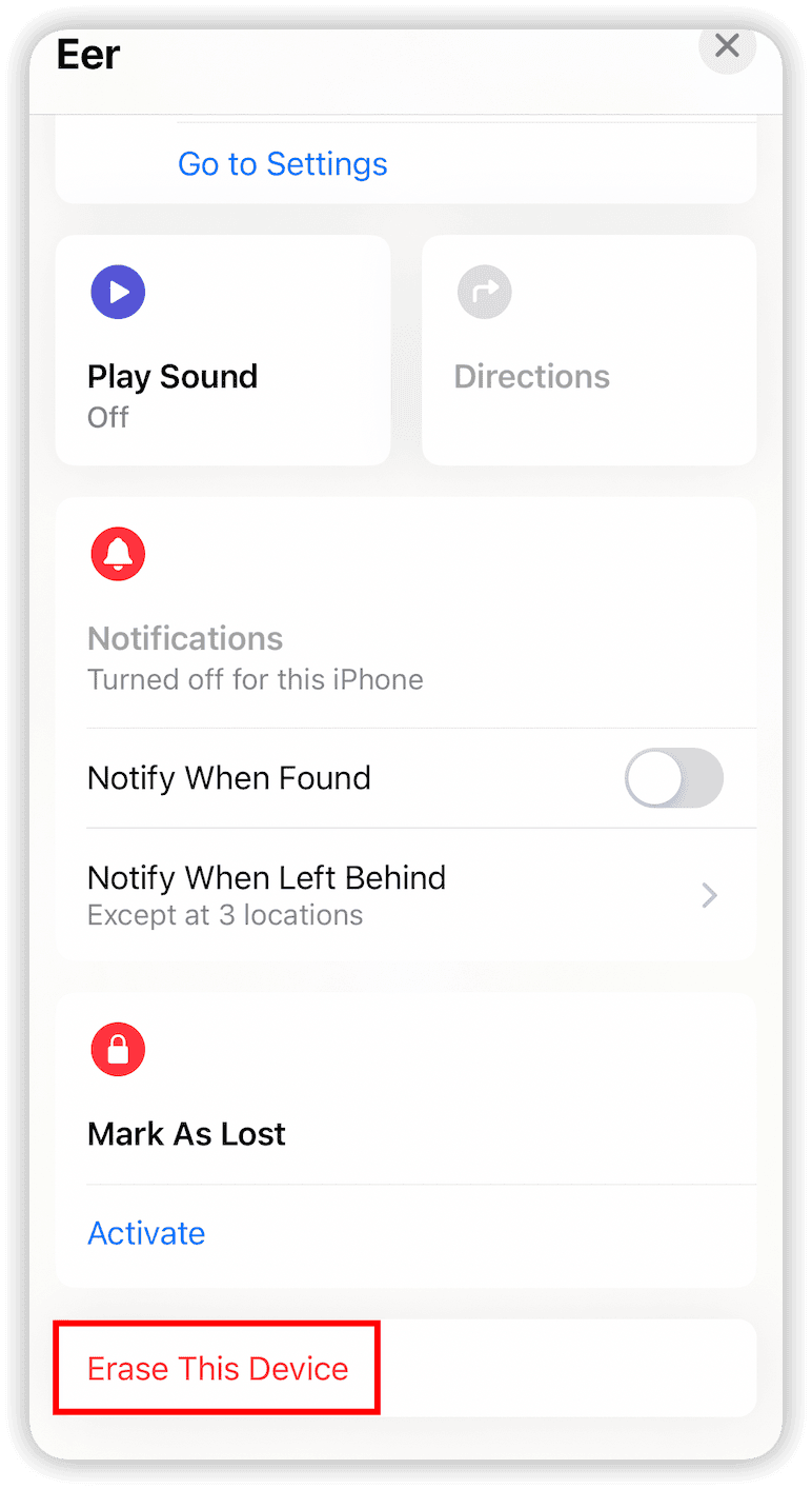 Erase iPhone to Reset iPhone Passcode Using the Find My App