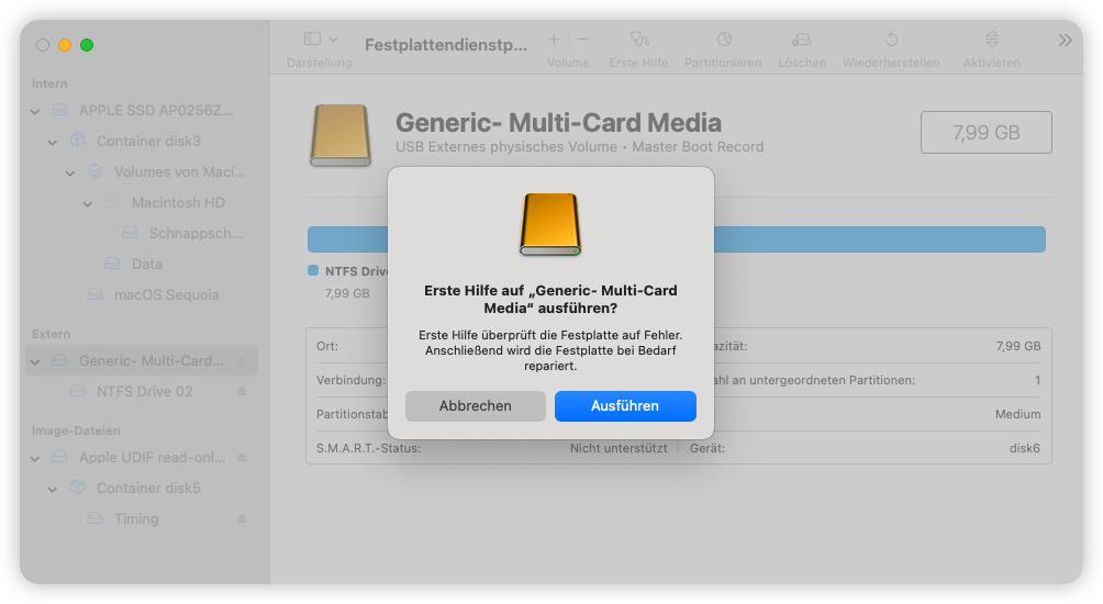 Erste Hilfe auf Mac ausführen