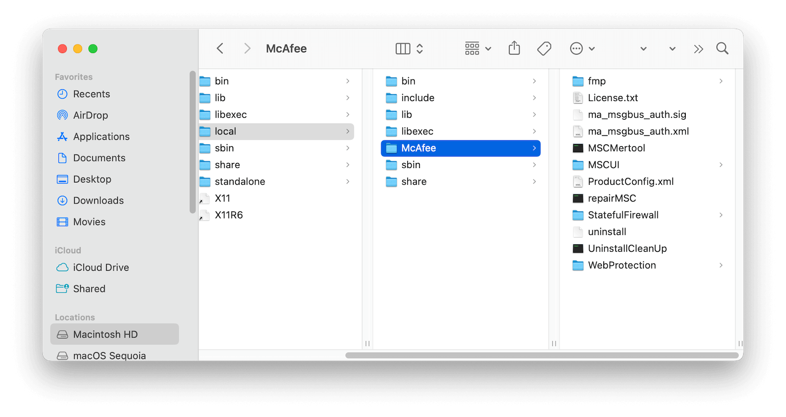 Find and Delete McAfee Related Files on Mac