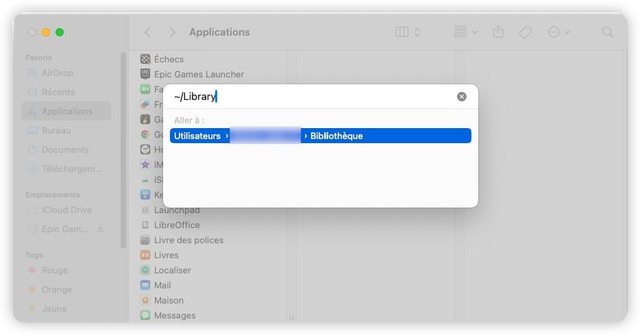 Epic Game dans Finder