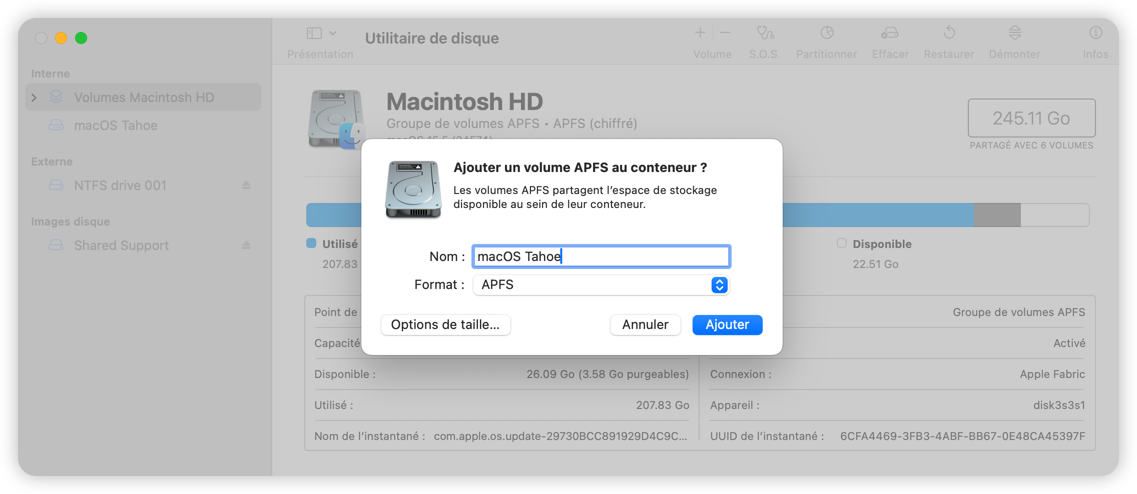 Nommez le nouveau volume