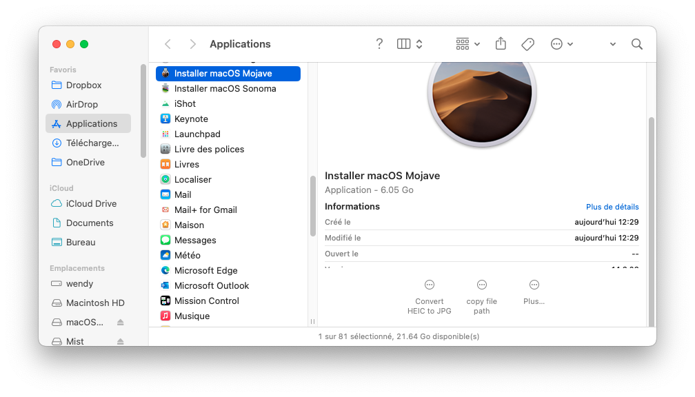 Install macOS Mojave file