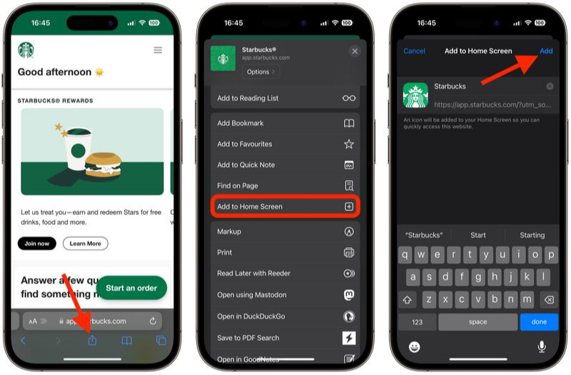 Webbasierte Apps installieren