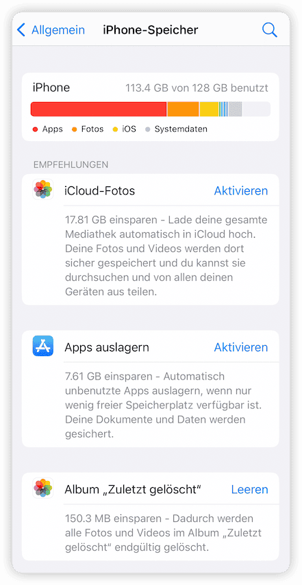 iPhone Speicher prüfen