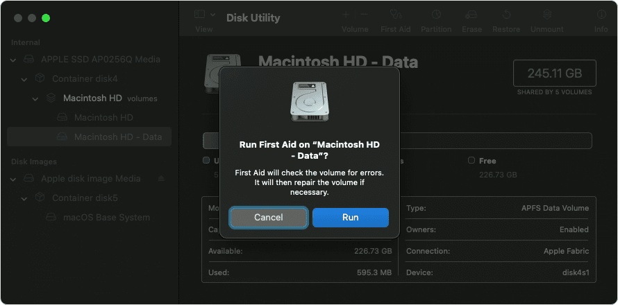 Repair Disk Permission in macOS Recovery Mode