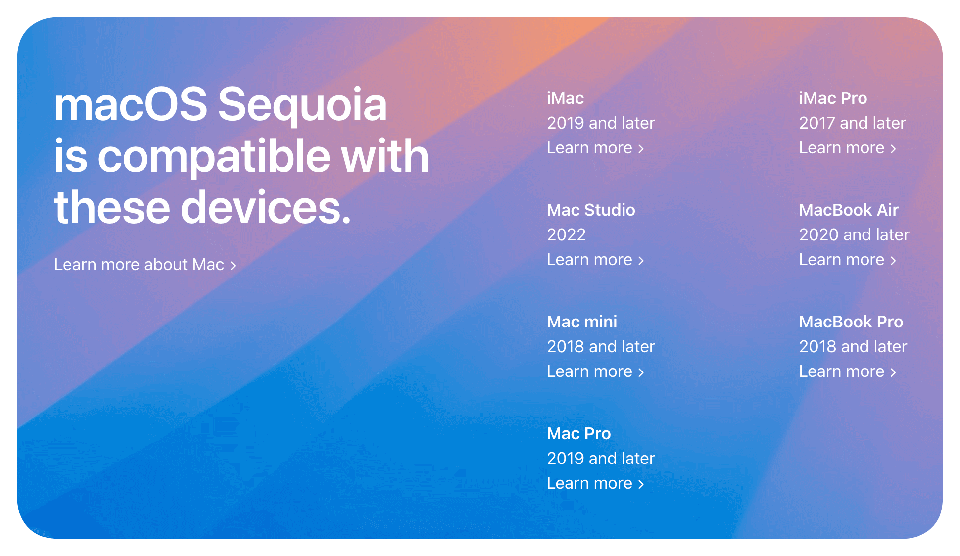 macOS Sequoia compatible list