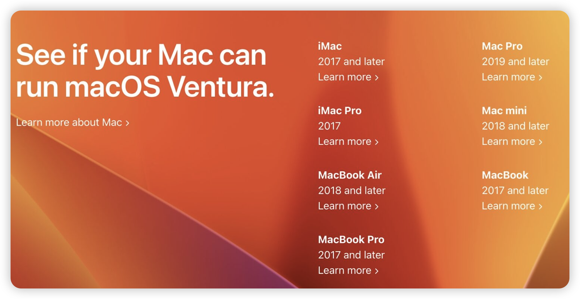 Macs Can Run macOS Ventura