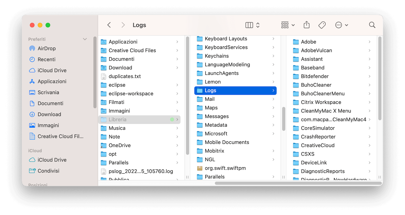 Eliminare i file di Log su Mac