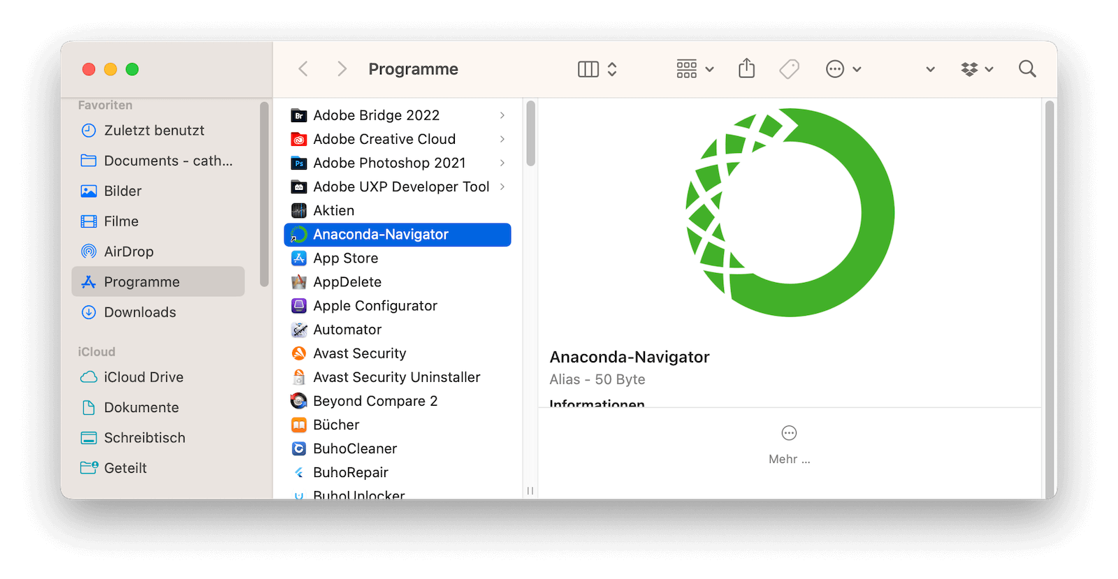 Deinstallieren Sie Anaconda mit Finder