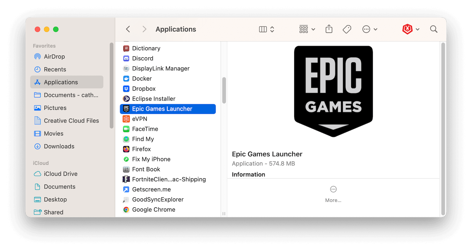 Manually Delete Epic Games Launcher App on Mac