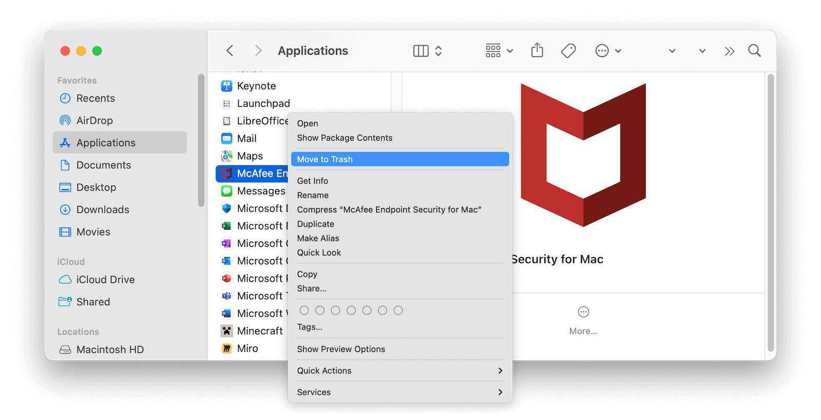 Manually Uninstall McAfee on Mac with Finder