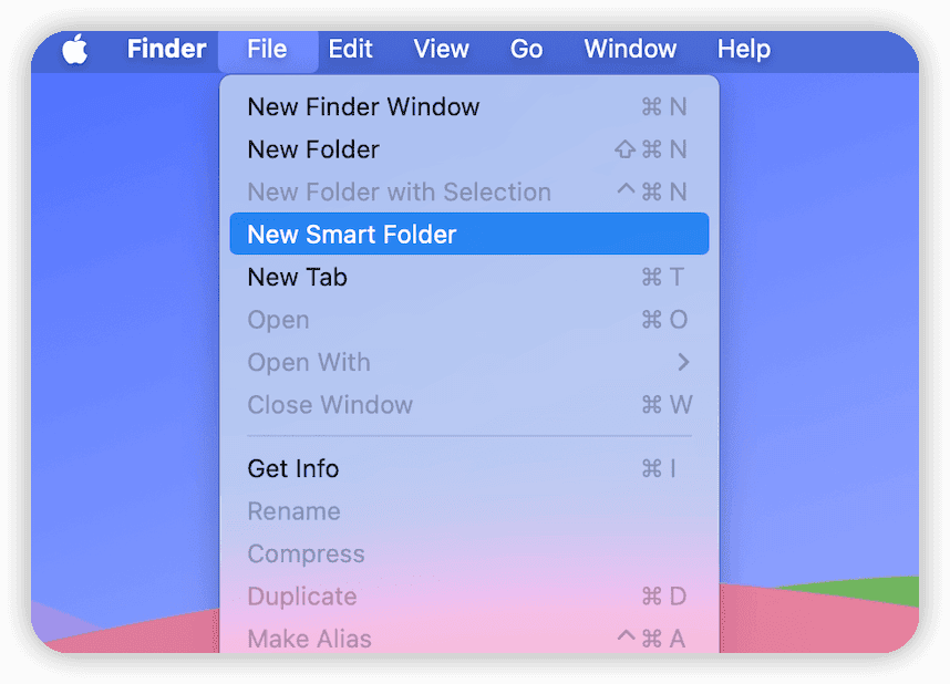 Nieuwe slimme map openen in Finder