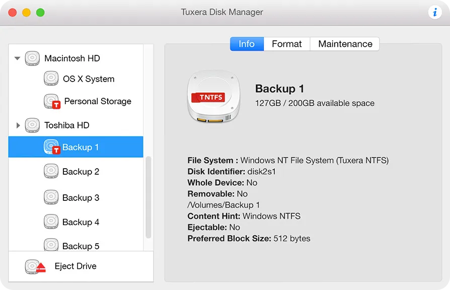 Alternative Paragon NTFS pour Mac : Microsoft NTFS pour Mac par Tuxera