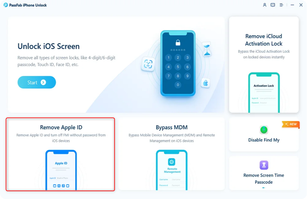 PassFab iPhone Unlock - Apple ID 제거