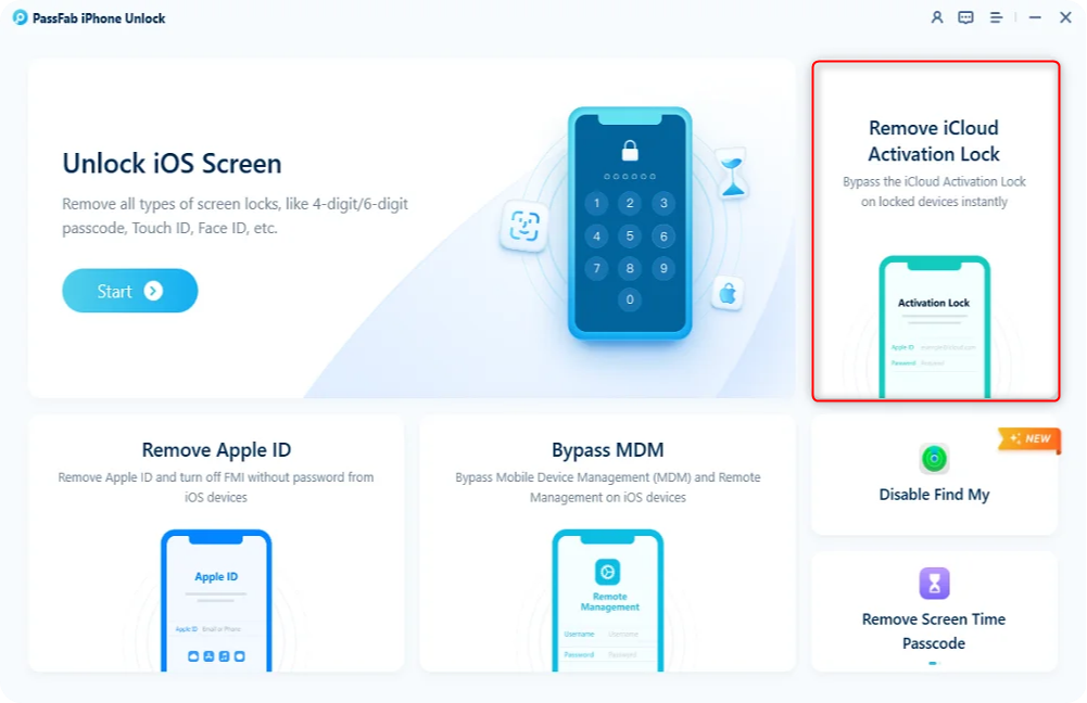 PassFab iPhone Unlock - iCloud 잠금 해제