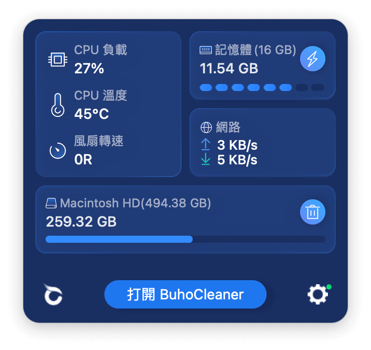 選單列監控和釋放記憶體