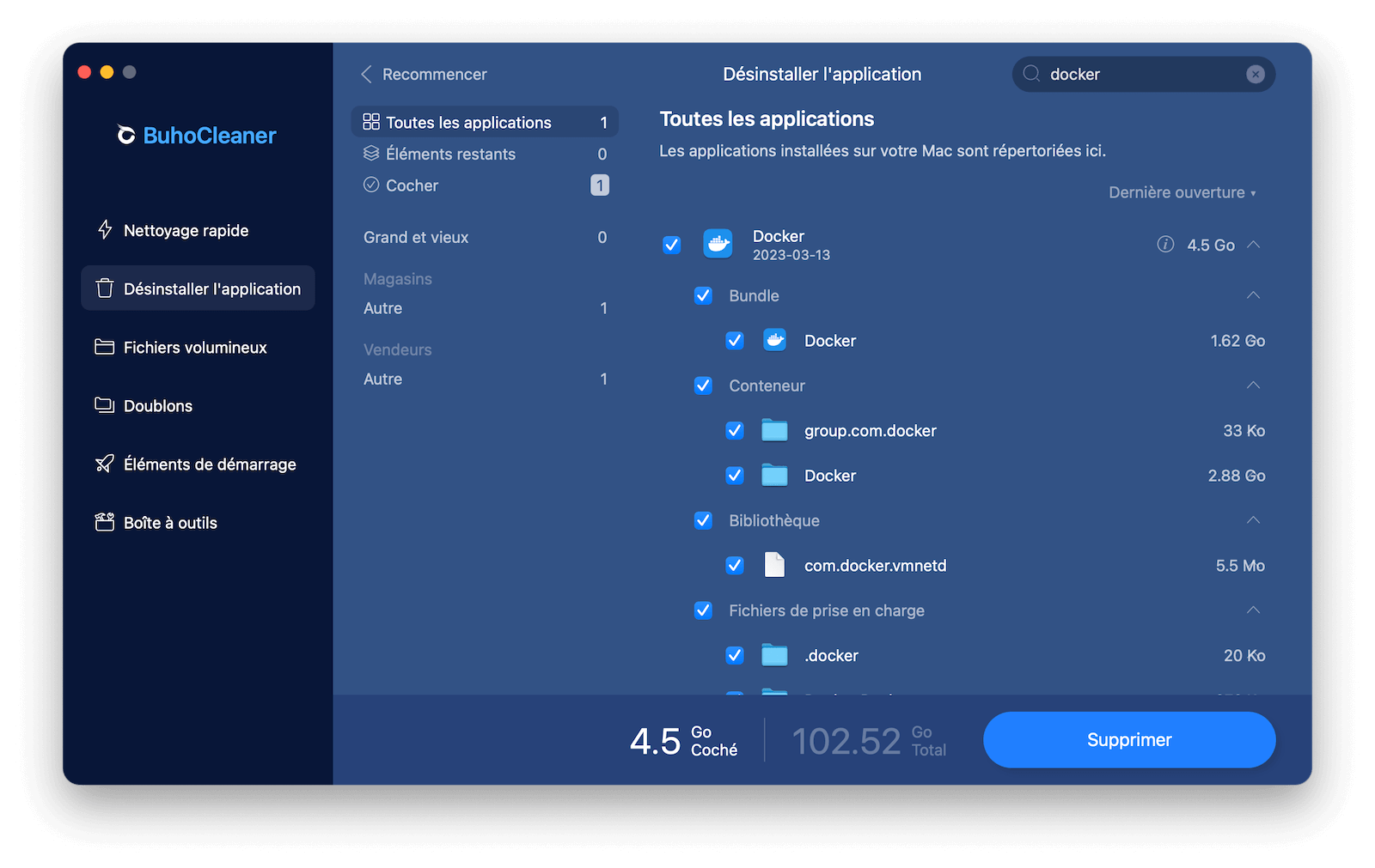 Désinstallez Docker avec BuhoCleaner rapidement
