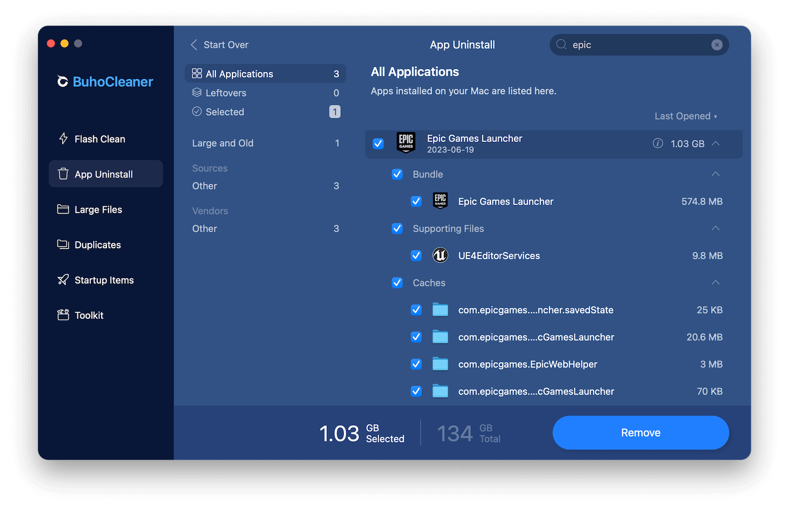 Uninstall Epic Games Launcher on Mac Using BuhoCleaner