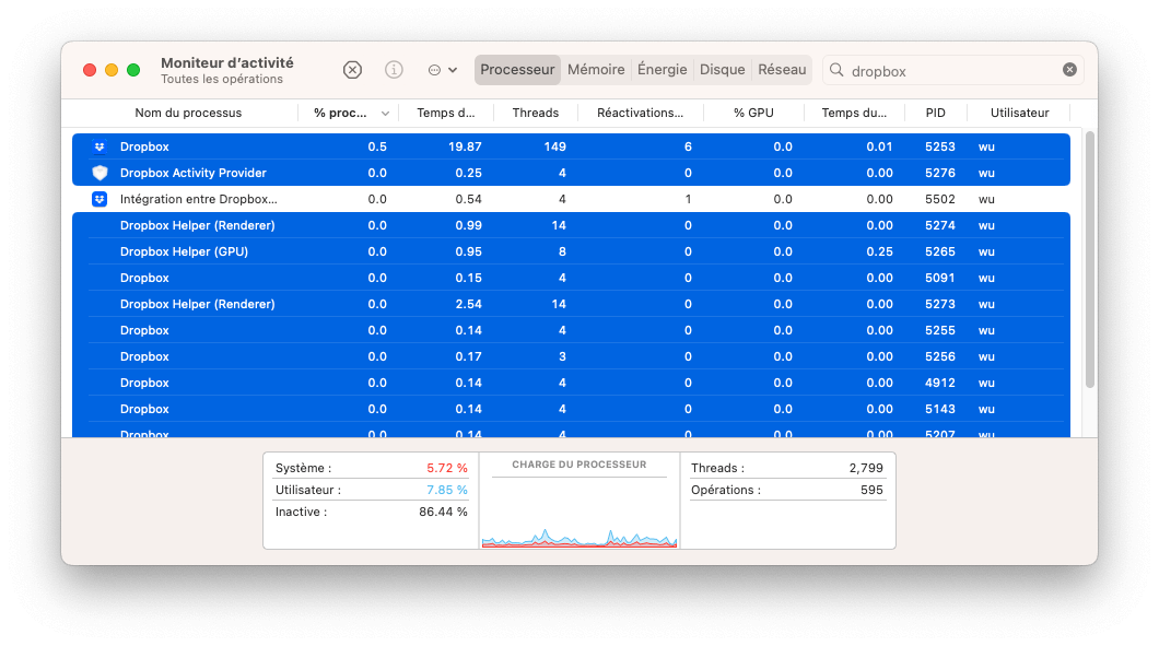 Quit Dropbox on Mac