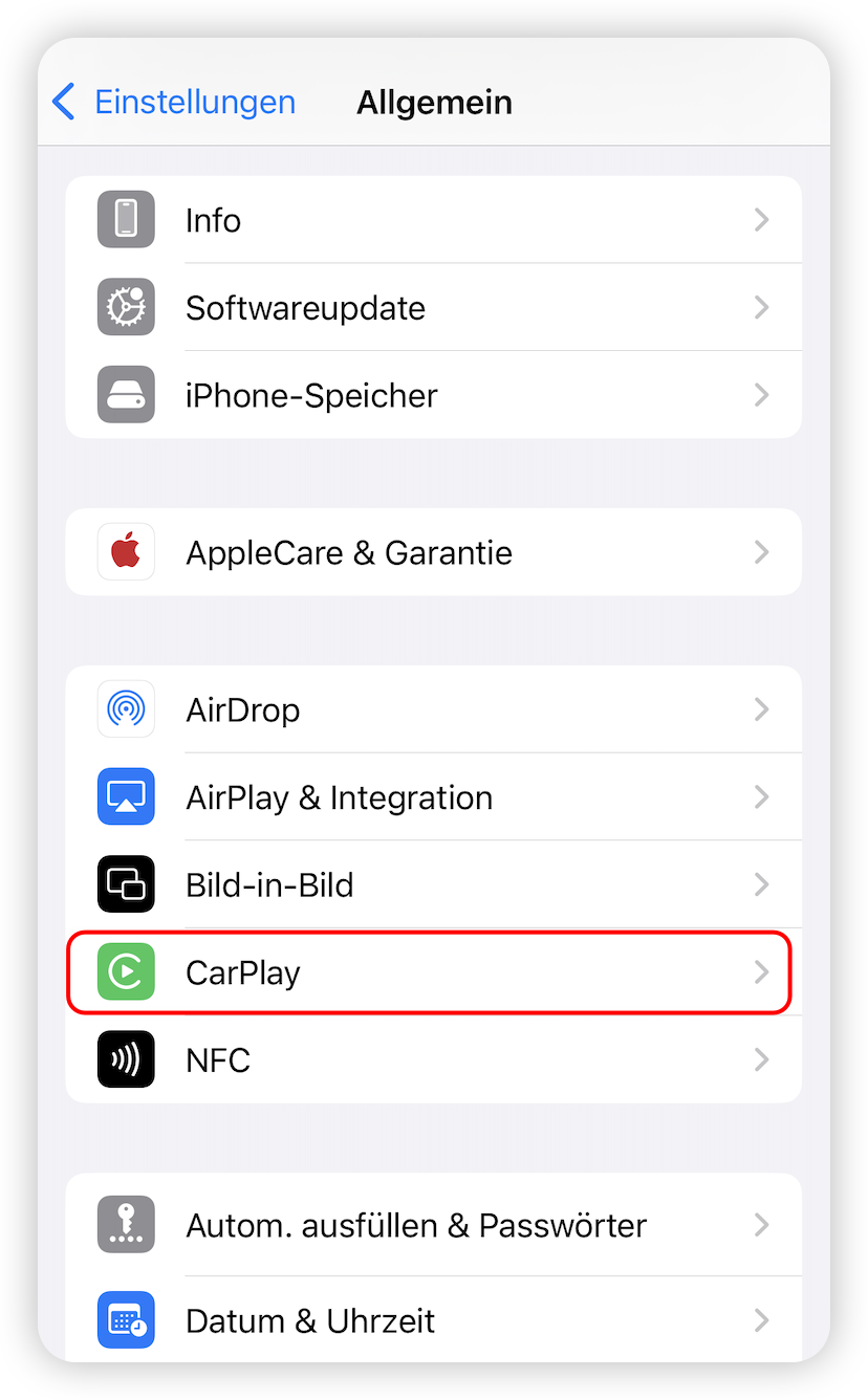 CarPlay erneut verbinden