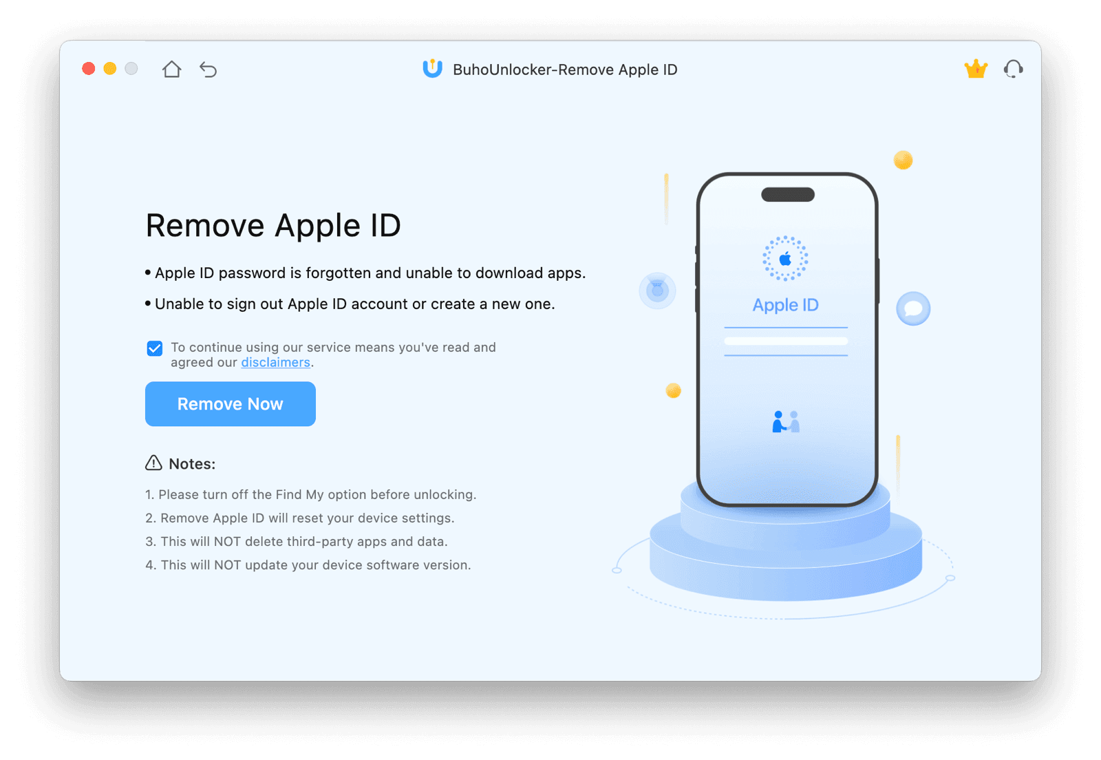 Remove Apple ID with BuhoUnlocker
