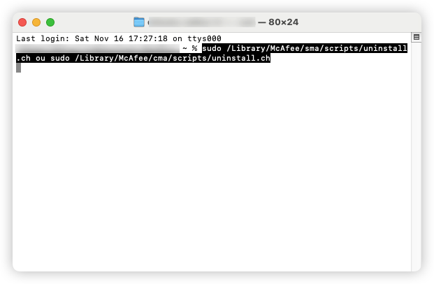 Delete McAfee on Mac with Terminal