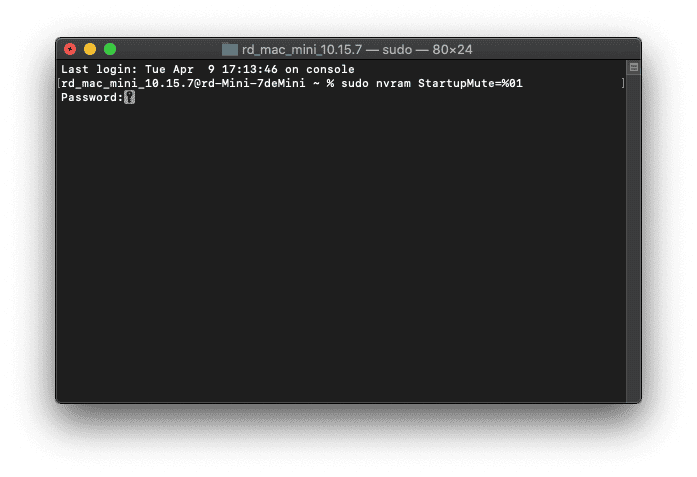 コマンドを利用して、起動音をオフにする方法 - Catalinaおよびより古いMac