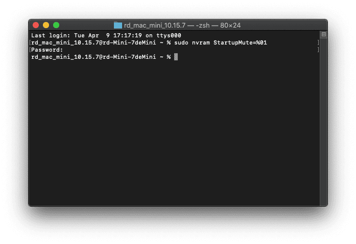 パスワードを入力して、Enterキーを押す