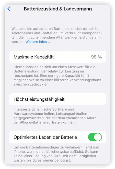Turn on Optimised Battery Charging