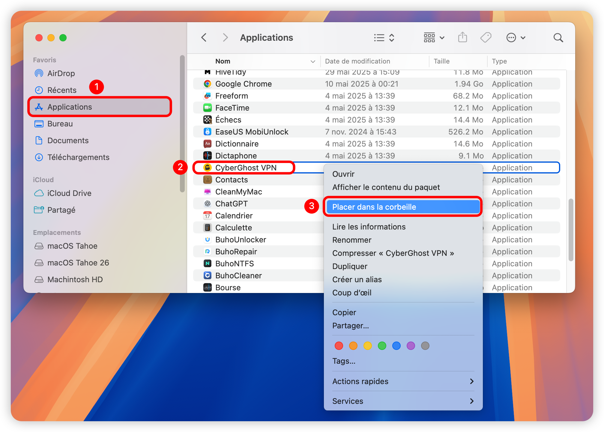 Désinstaller CyberGhost VPN vers Finder