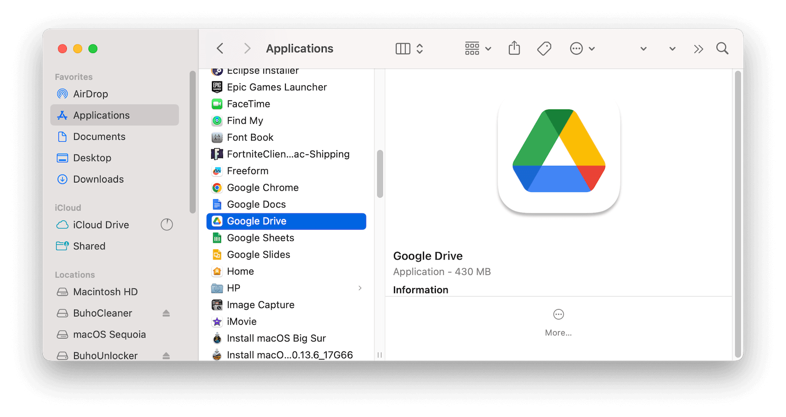 Uninstall Google Drive on Mac with Finder