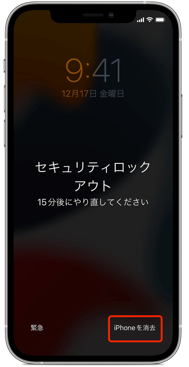 消去による iPhone のロック解除