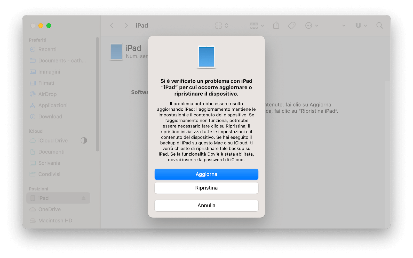 iPad non disponibile