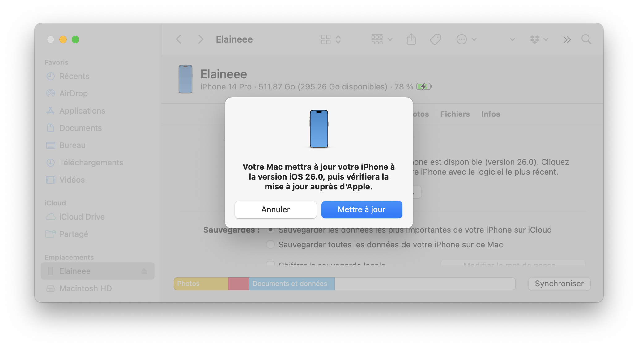 Mettre à jour iOS avec Finder