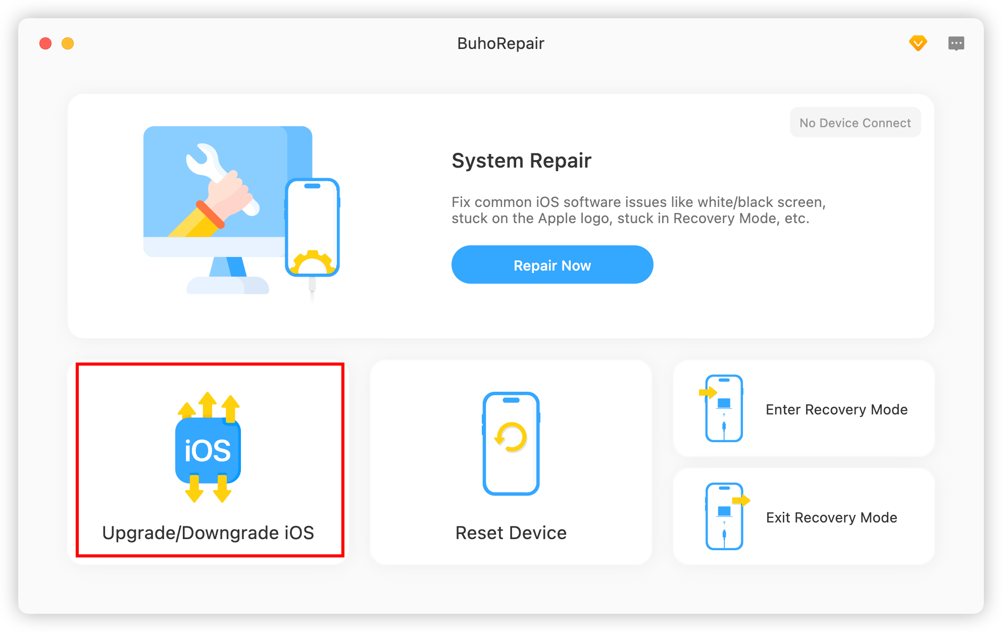 Aggiorna iOS 18 Usando BuhoRepair