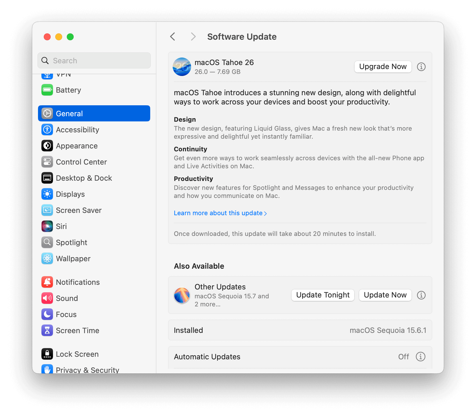 Upgrade macOS Tahoe