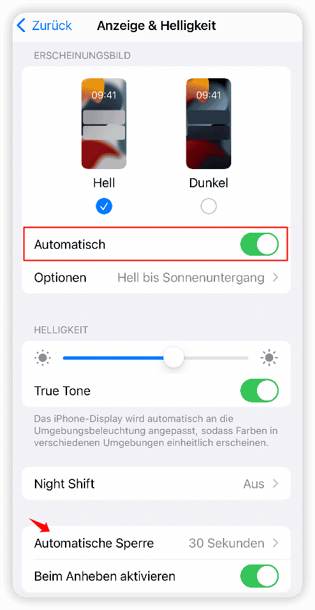 Bildschirmhelligkeit verwalten