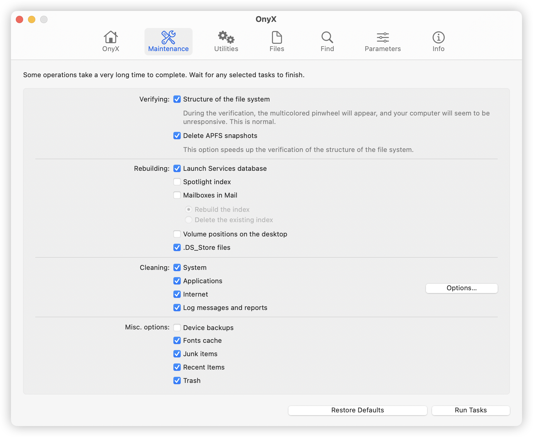 OnyX Mac Cleaning and Maintenance